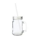 Image of Glass mason drinking jar with handle