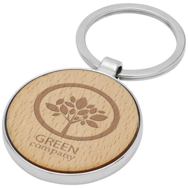 Image of Moreno beech wood round keychain